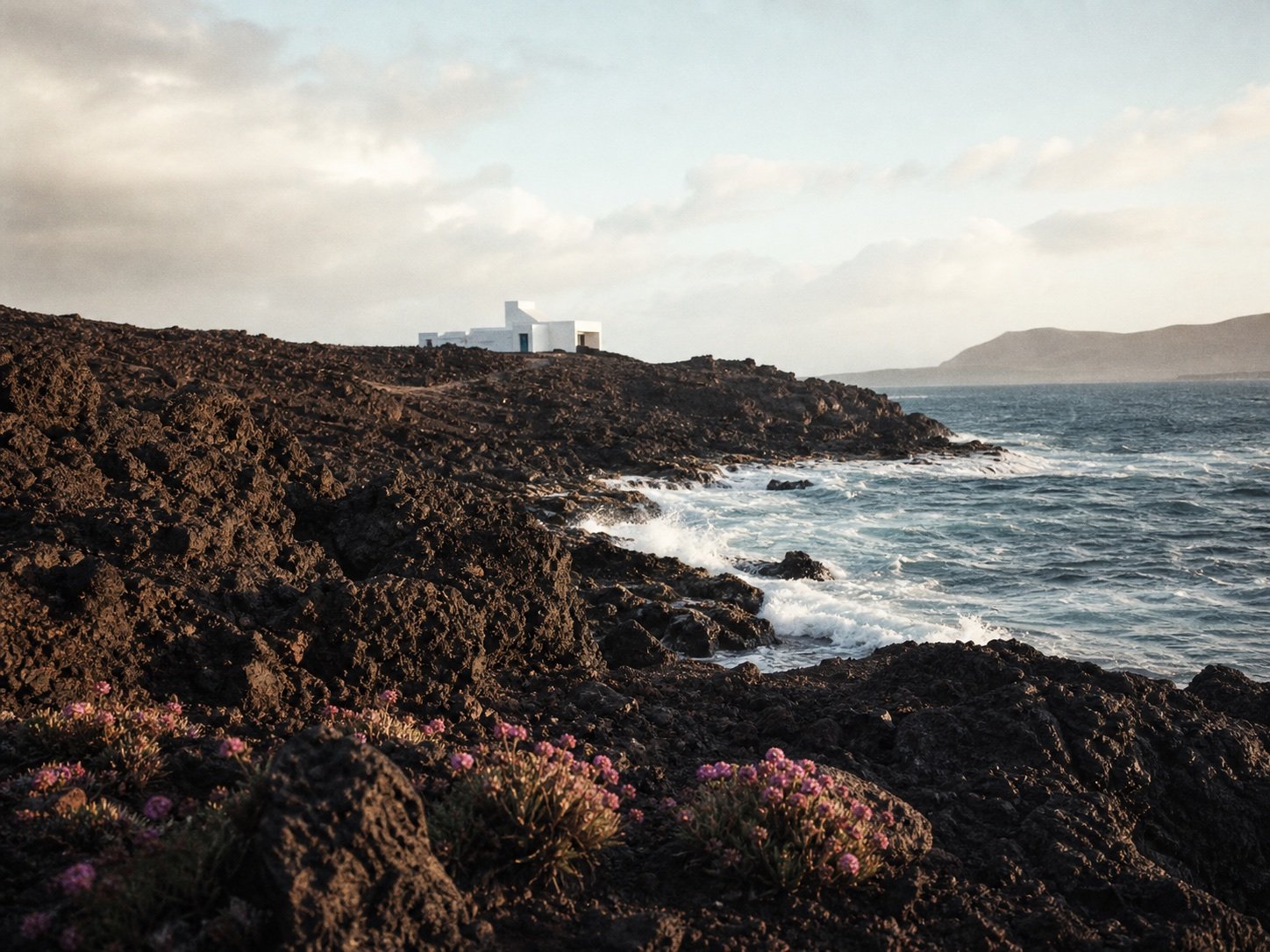 The volcanic Canary Islands coast beside the Atlantic Ocean